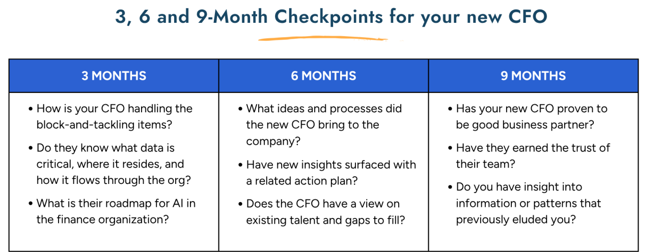 Checkpoints for a software founder and their new CFO 