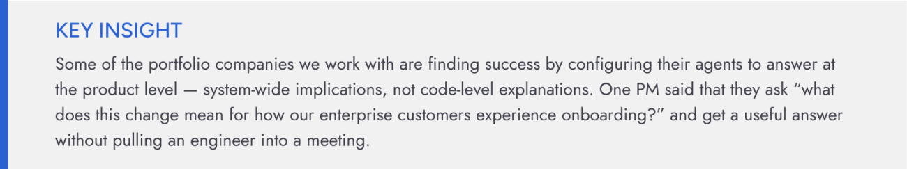 AI change management idea #2: Product managers configure agents to answer their questions and avoid interrupting engineers.